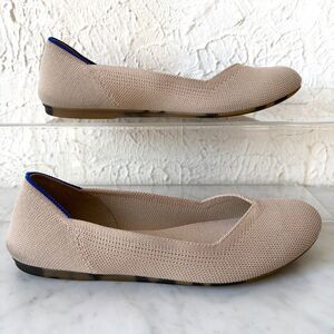 Rothy's The Flat Women's Size 7 Ecru Beige Round Toe Ballet Flats Comfort Shoes